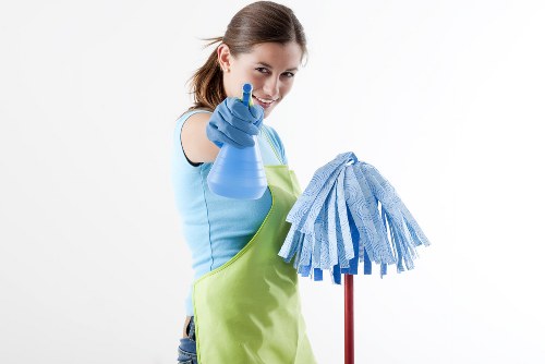 Domestic cleaner preparing a SW10 home for regular household cleaning