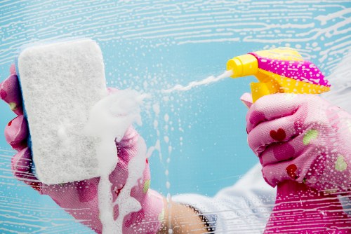 Local after builders cleaning team working in a refurbished SW10 apartment